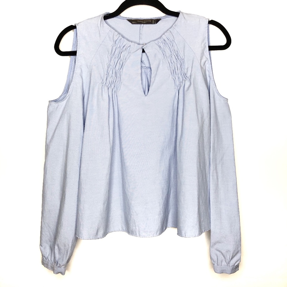 Zara Trafulac Cold Shoulder Blouse Sz L